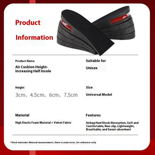Height Increasing Insole For Women Invisible Comfortable Height Increasing Insole Men Sweat Absorbent - NashPull