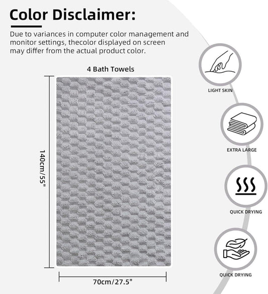 Luxury Microfiber Bath Towels 4 - Pack 8X Absorbent Quick - Dry 27.5x55in Ultra Lightweight & Hypoallergenic For Spa Gym Travel Super Soft Bath Sheets Set Mixed Color - NashPull