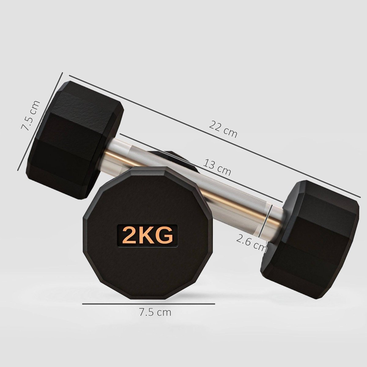 SPORTNOW Dumbbells Weights Set With 12 - Sided Shape And Non - Slip Grip For Men Women Home Gym Workout, 2 X 2kg - NashPull