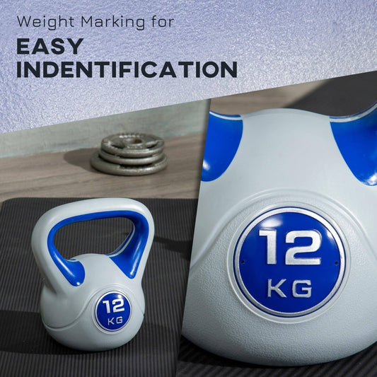 SPORTNOW Kettlebell, 12kg Kettle Bells With Handle For Home Gym Weight Lifting And Strength Training, Dark Blue And Grey - NashPull
