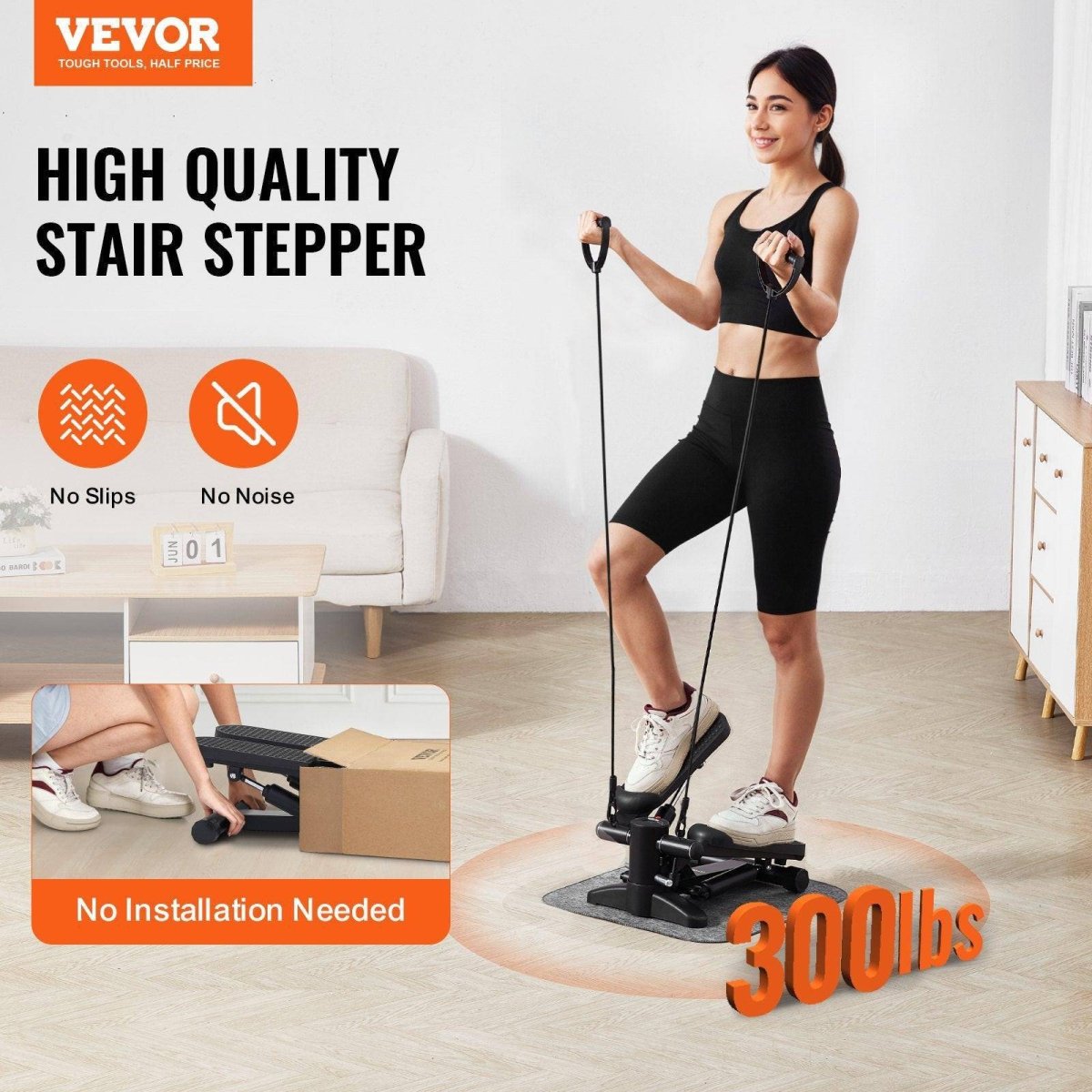 Stair Stepper, Mini Stepper For Exercise At Home, Hydraulic Fitness Stepper With Resistance Bands, Full Body Workout Cardio Equipment, Stair Climber With LCD Monitor, 330LBS Load Capacity - NashPull