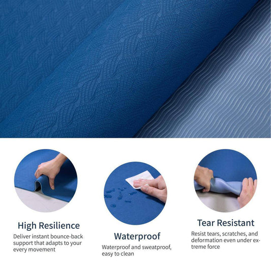 Yoga Mat, Exercise Yoga Mat With Non - Slip Design, Professional TPE Exericise Mat, 72X 24 Multi - Purpose Workout Mat For Women, Pilates Fitness And Floor Exercises - NashPull