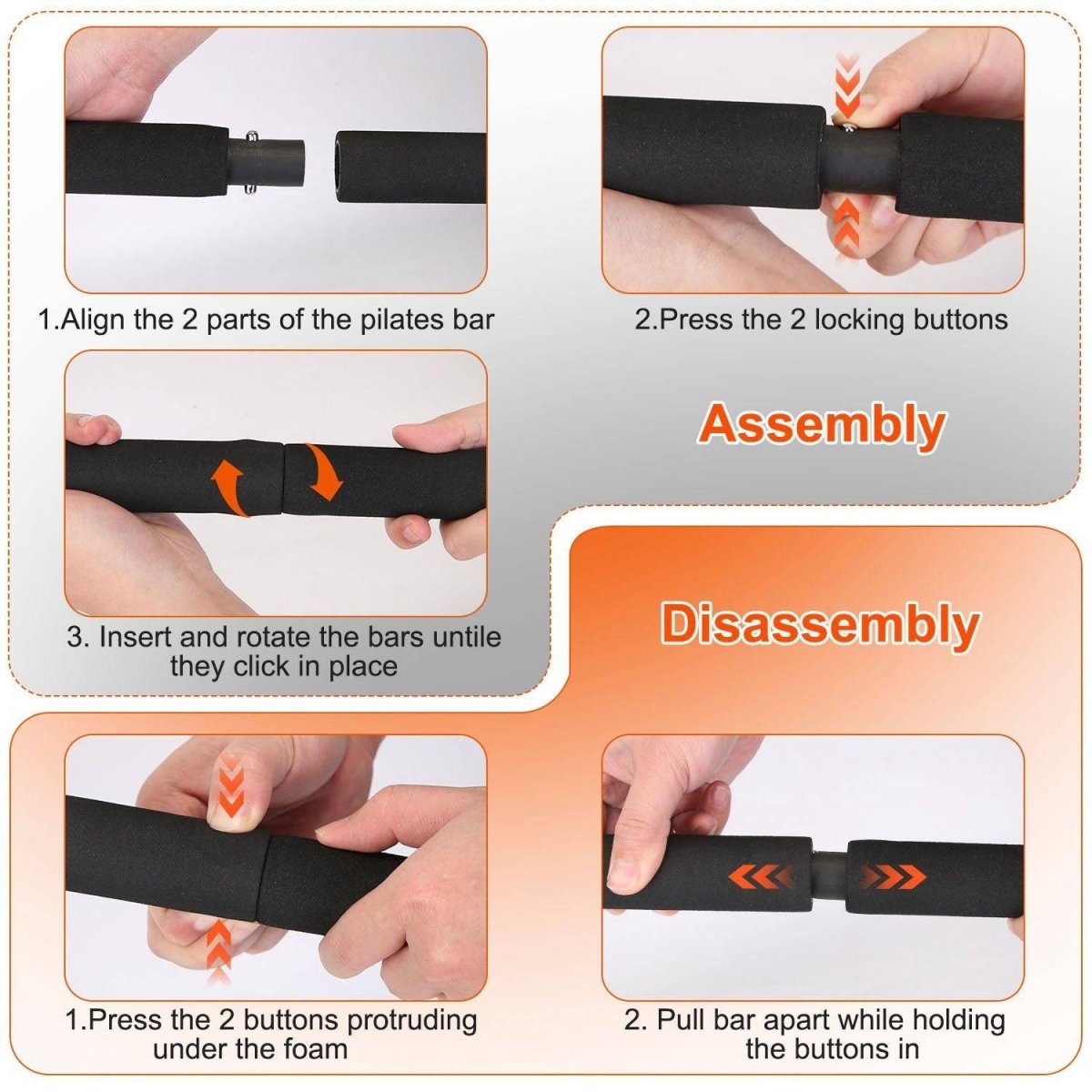 100LBS OR 180LBS Band Options - 1Pc Pilates Bar Kit Multifunctional Pilates Yoga Toning Bar Full Body Exercise Equipment Set For Beginners Intermediates Professionals 4 Elastic Resistance Bands - NashPull