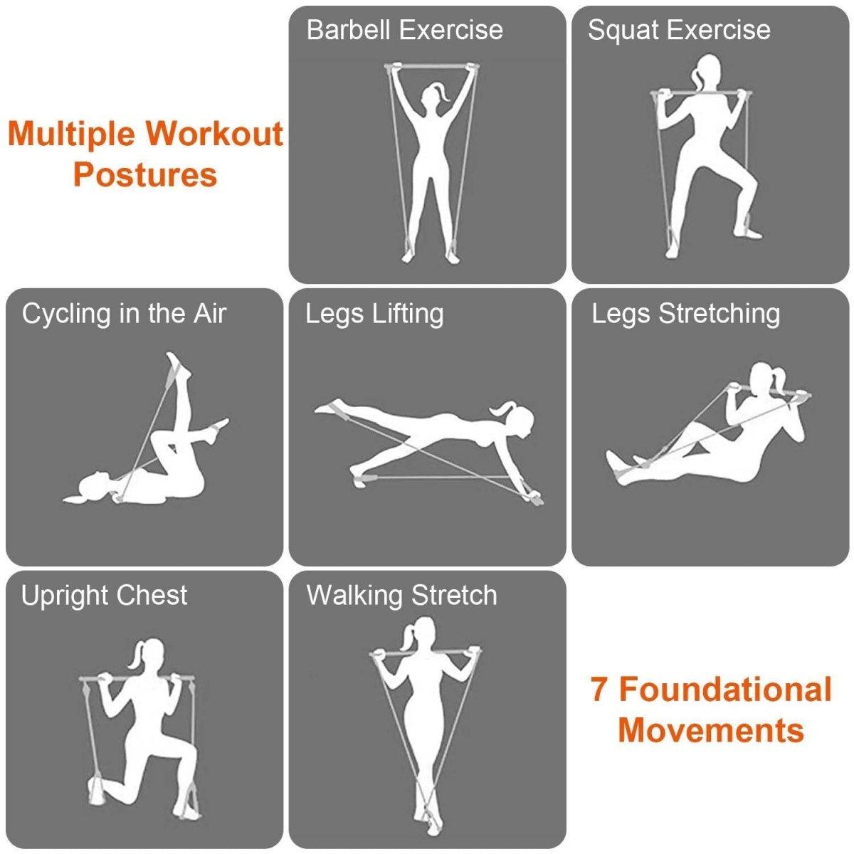 100LBS OR 180LBS Band Options - 1Pc Pilates Bar Kit Multifunctional Pilates Yoga Toning Bar Full Body Exercise Equipment Set For Beginners Intermediates Professionals 4 Elastic Resistance Bands - NashPull