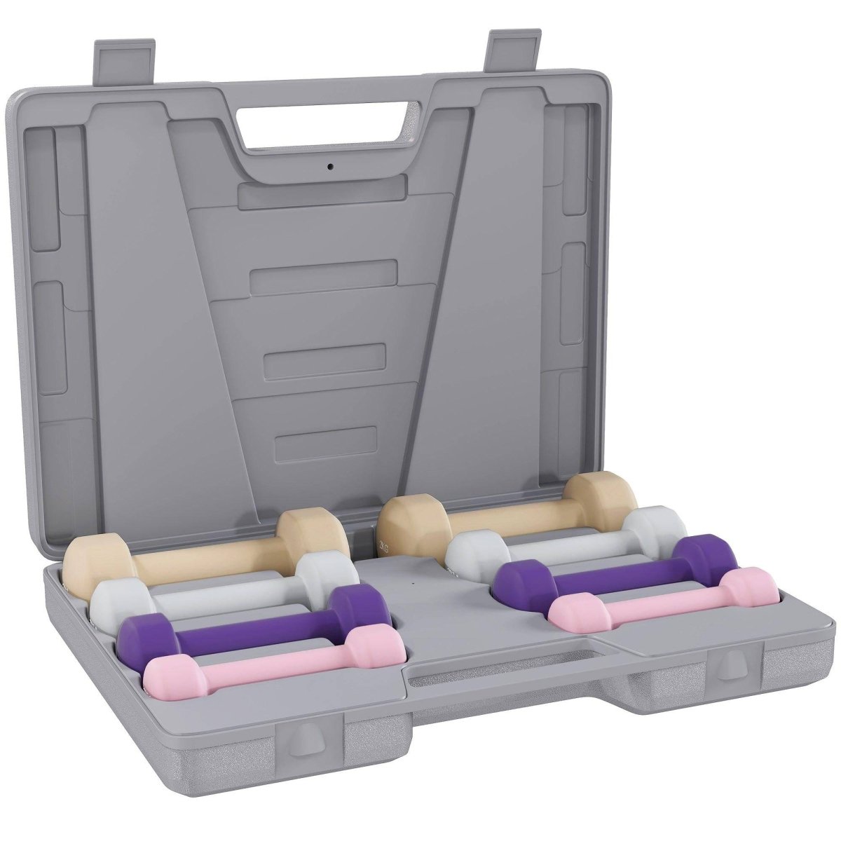 10KG Dumbbells Set With Carry Case, Hand Weights For Women And Men Home Gym Weight Lifting Training, Pink, Purple, Grey, Brown - NashPull
