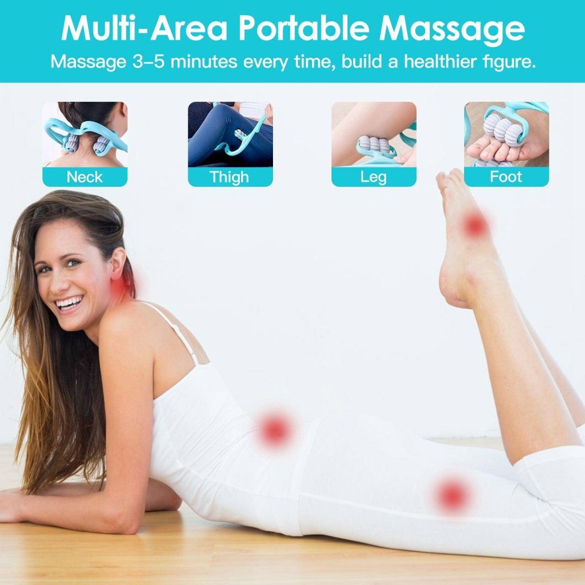 1Pc Neck Roller Massager 360 Rotatable Trigger Point Roller Portable Massager With 6 Balls For Neck Leg Thigh Foot Pain Relief - NashPull