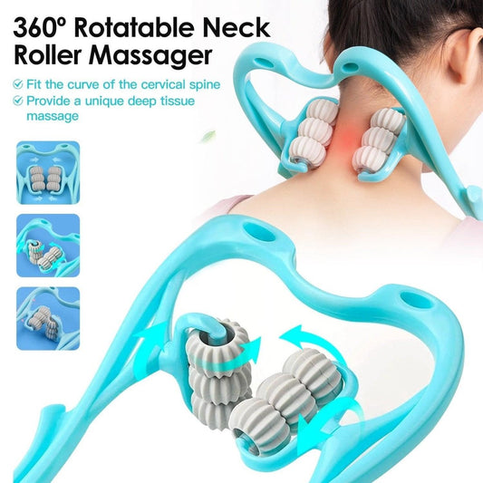 1Pc Neck Roller Massager 360 Rotatable Trigger Point Roller Portable Massager With 6 Balls For Neck Leg Thigh Foot Pain Relief - NashPull