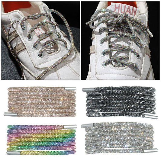 1PC Rhinestone Shoelaces Casual Sneaker Round Shoe Laces - NashPull