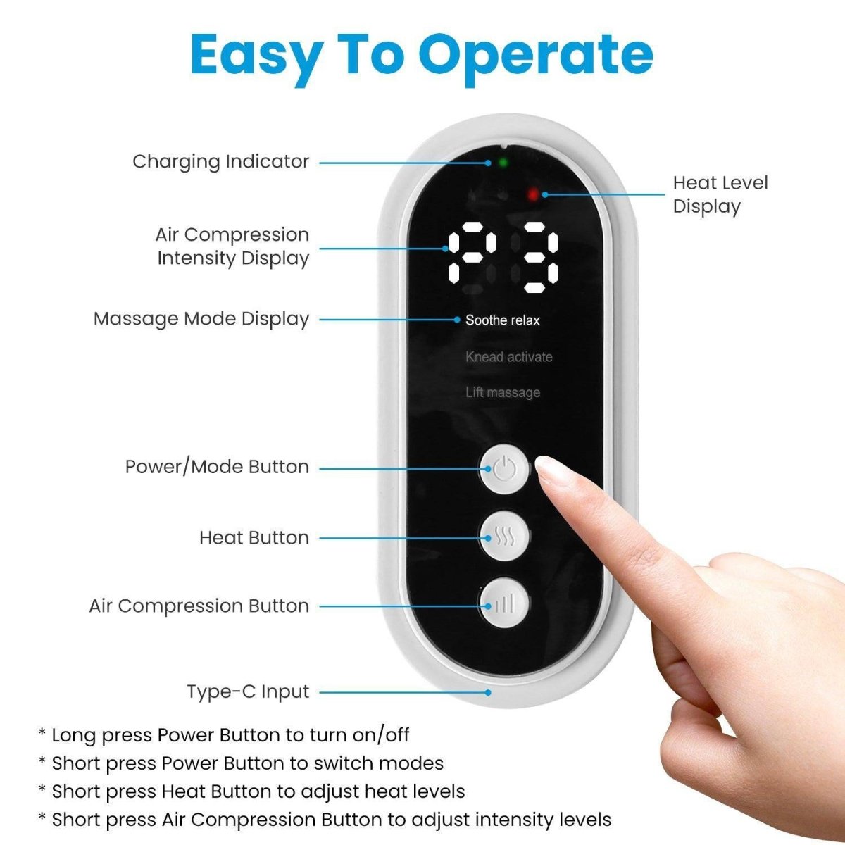 1PCS Cordless Leg Massager Air Compression Massager With Heat Thigh Knee Calf Massager With 3 Modes Adjustable Wrap For Pain Relief - NashPull