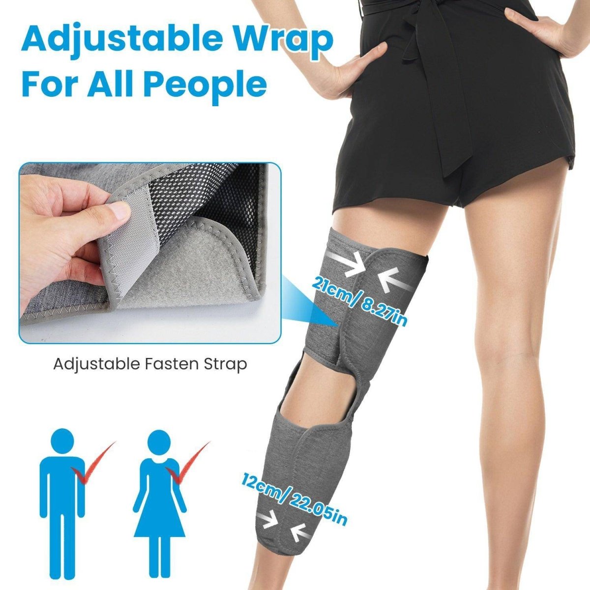 1PCS Cordless Leg Massager Air Compression Massager With Heat Thigh Knee Calf Massager With 3 Modes Adjustable Wrap For Pain Relief - NashPull