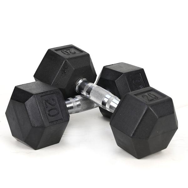 20LB 2 HDRS Rubber Coated Solid Cast Iron Dumbbells, Not Shipped On Weekends - NashPull