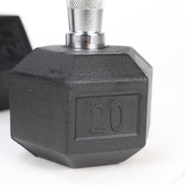 20LB 2 HDRS Rubber Coated Solid Cast Iron Dumbbells, Not Shipped On Weekends - NashPull