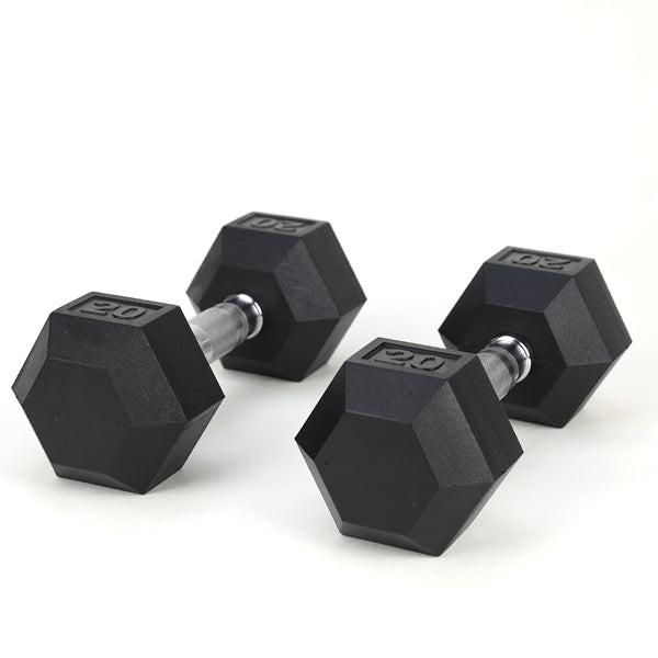 20LB 2 HDRS Rubber Coated Solid Cast Iron Dumbbells, Not Shipped On Weekends - NashPull