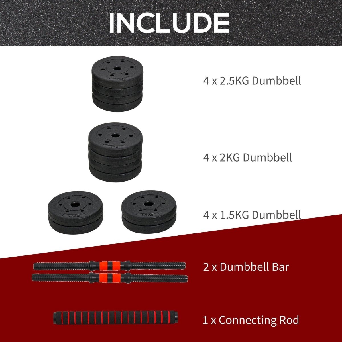 25kg 2 IN 1 Adjustable Dumbbells Weight Set, Dumbbell Hand Weight Barbell For Body Fitness, Lifting Training For Home, Office, Gym, Black - NashPull