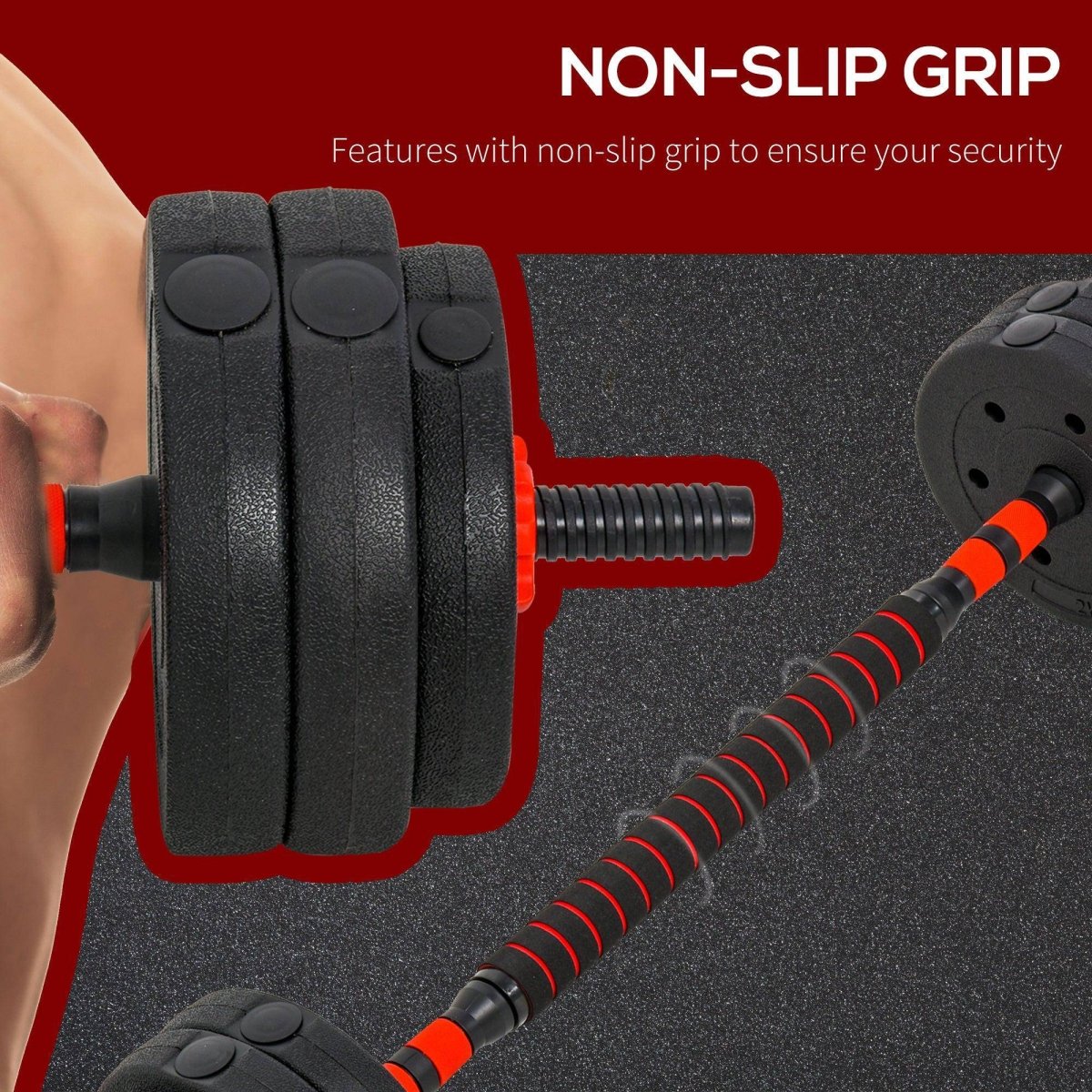 25kg 2 IN 1 Adjustable Dumbbells Weight Set, Dumbbell Hand Weight Barbell For Body Fitness, Lifting Training For Home, Office, Gym, Black - NashPull