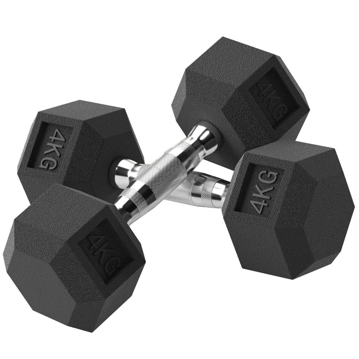 2x4kg Rubber Dumbbell Sports Hex Weights Sets Home Gym Fitness Hexagonal Dumbbells Kit Weight Lifting Exercise - NashPull