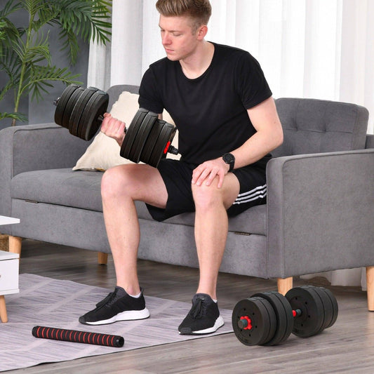 30kg 2 IN 1 Adjustable Dumbbells Weight Set, Dumbbell Hand Weight Barbell For Body Fitness, Lifting Training For Home, Office, Gym, Black - NashPull