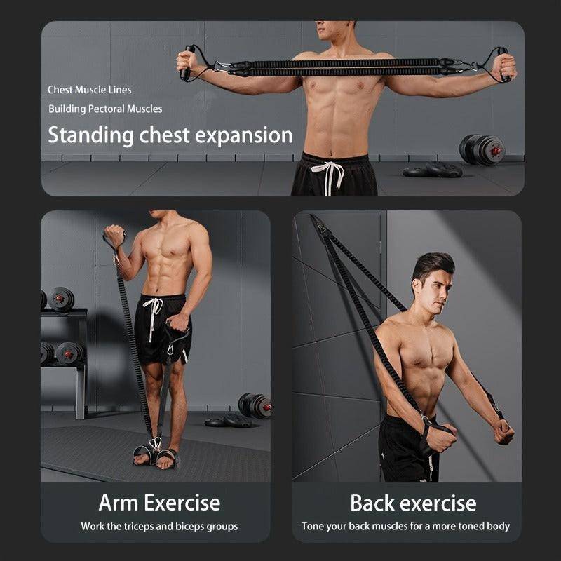 A Set Of Adjustable Resistance Tension Bands With Foot Pedals And Handles, High Resistance Level, Anti Fall, Suitable For Fitness Training, Body Stretching, And Abdominal Muscle Exercises - NashPull