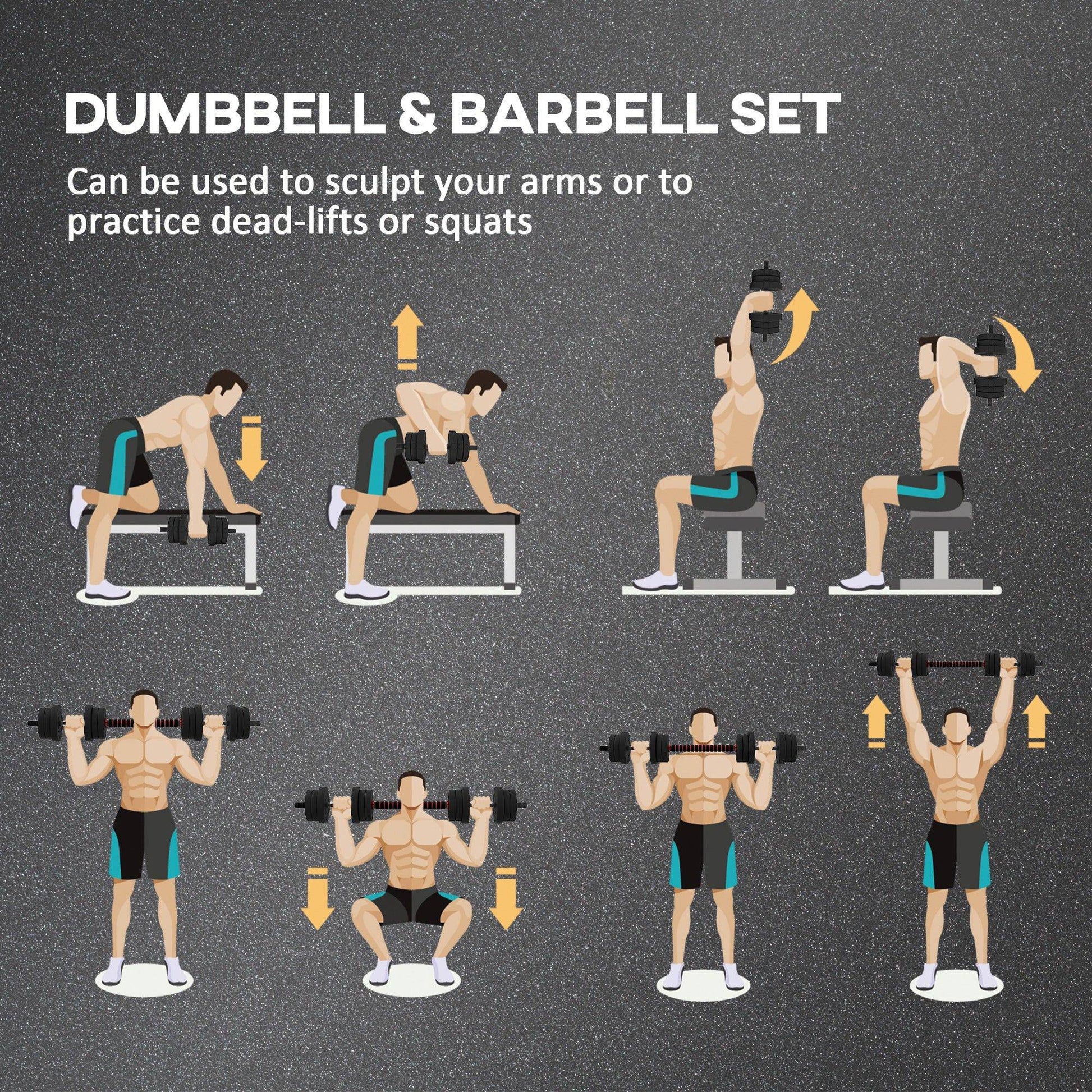 20kg 2 IN 1 Adjustable Dumbbells Weight Set, Dumbbell Hand Weight Barbell For Body Fitness, Lifting Training For Home, Office, Gym, Black - NashPull