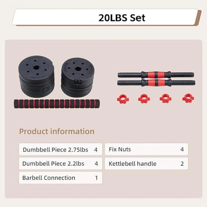 Adjustable Dumbbell Sets, 4 - in - 1 Variable Dumbbells, Barbells, Kettlebells, Multi - functional Exercises - NashPull
