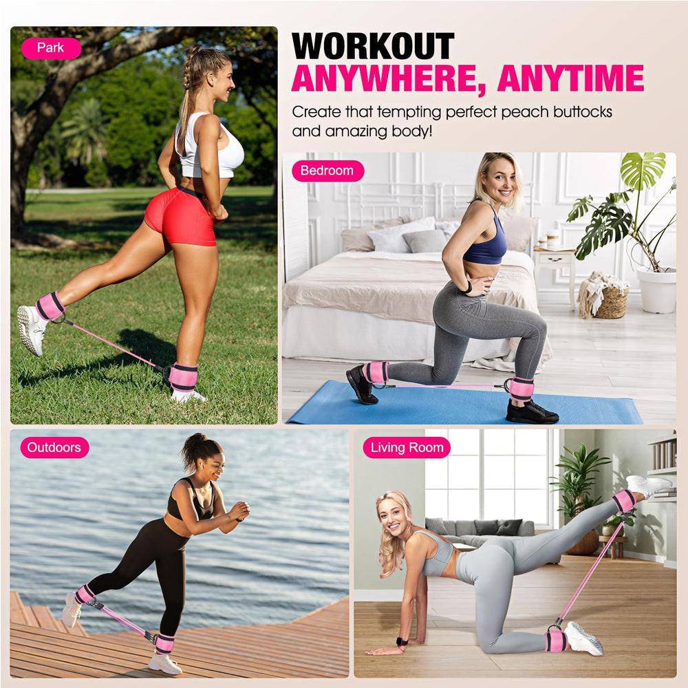 Ankle Resistance Bands With Cuffs For Women & Men,Adjustable Leg Workout Bands For Kickbacks, Booty Lift For Home Gym - NashPull