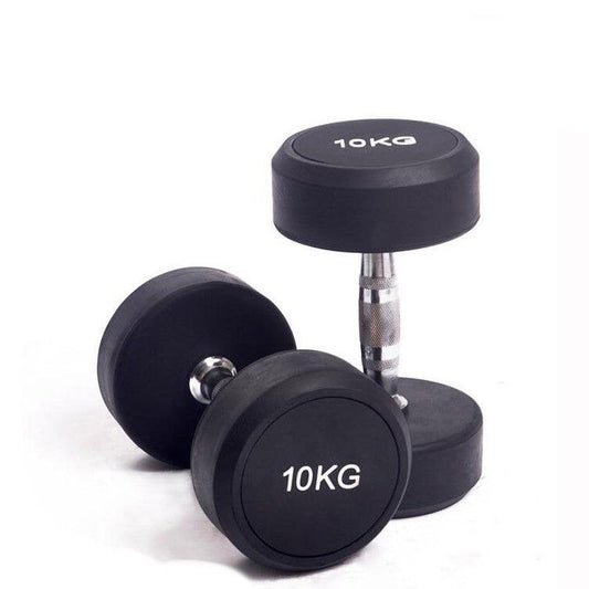 Cast Iron Rubberized Round Head Fitness Dumbbells - NashPull
