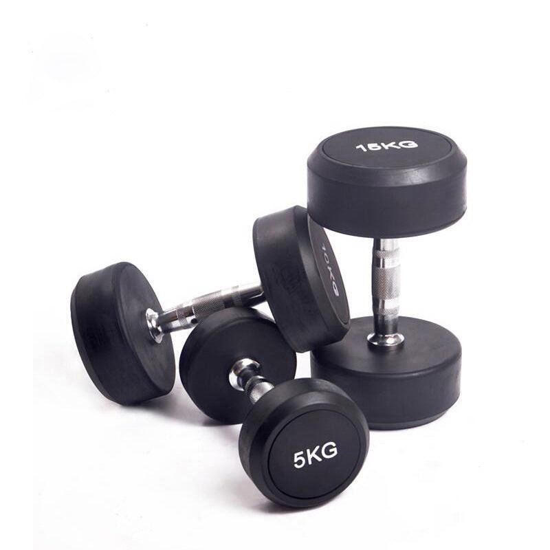 Cast Iron Rubberized Round Head Fitness Dumbbells - NashPull
