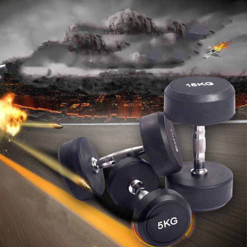 Cast Iron Rubberized Round Head Fitness Dumbbells - NashPull