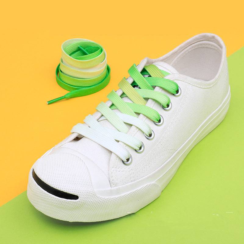 Casual Canvas White Shoes Colorful Gradient Laces - NashPull