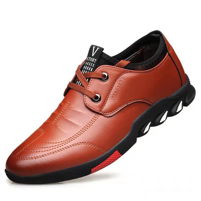 Casual Leather Shoes Men's Breathable Driving Shoes Laces - NashPull