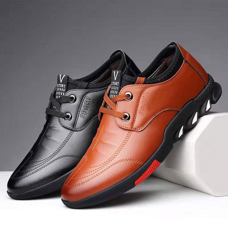 Casual Leather Shoes Men's Breathable Driving Shoes Laces - NashPull