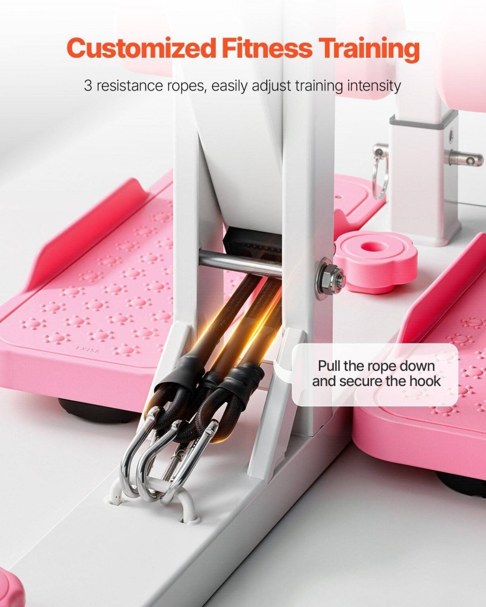 Deep Squat Machine, Adjustable Glutes Trainer Machine With 3 High - Strength Resistance Bands, Folding Core Leg & Glutes Exercise Trainer, Push Up Workout Equipment At Home Gym, Pink + White - NashPull