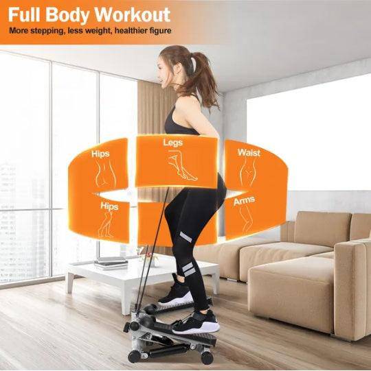 Exercise Stepper For Women Mini Fitness Stepper With 2 Resistance Bands LCD Monitor Max 330.7LBS Load Stair Stepper Quiet Stepper - NashPull