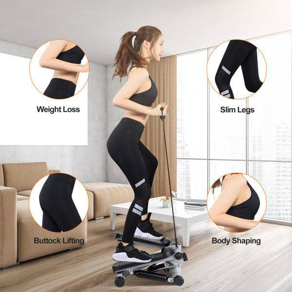 Fitness Step Machine, Mini Step Machine With Resistance Band, Home Fitness Equipment With 330.7LBS Load - bearing Capacity, Hydraulic Fitness Step Machine With LCD Display Screen - NashPull