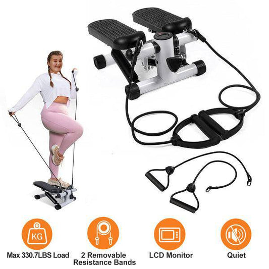 Fitness Step Machine, Mini Step Machine With Resistance Band, Home Fitness Equipment With 330.7LBS Load - bearing Capacity, Hydraulic Fitness Step Machine With LCD Display Screen - NashPull
