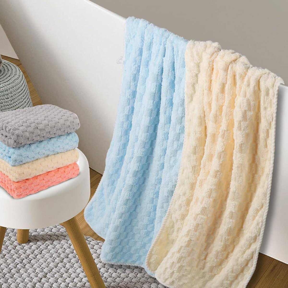 Luxury Microfiber Bath Towels 4 - Pack 8X Absorbent Quick - Dry 27.5x55in Ultra Lightweight & Hypoallergenic For Spa Gym Travel Super Soft Bath Sheets Set Mixed Color - NashPull