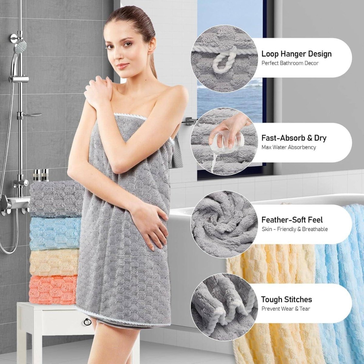 Luxury Microfiber Bath Towels 4 - Pack 8X Absorbent Quick - Dry 27.5x55in Ultra Lightweight & Hypoallergenic For Spa Gym Travel Super Soft Bath Sheets Set Mixed Color - NashPull
