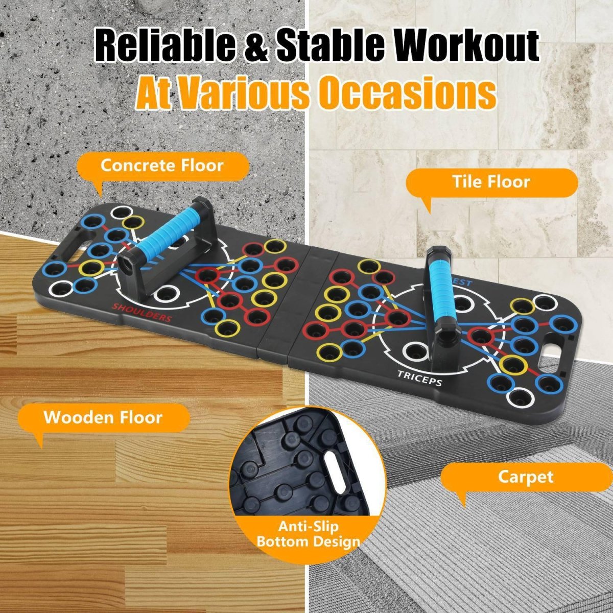 Multifunctional Push Up Board Home Strength Training Equipment With 15 Fitness Accessories Pilates Bar Resistance Band Roller Wheel Full Body Workout Home Gym Equipment - NashPull