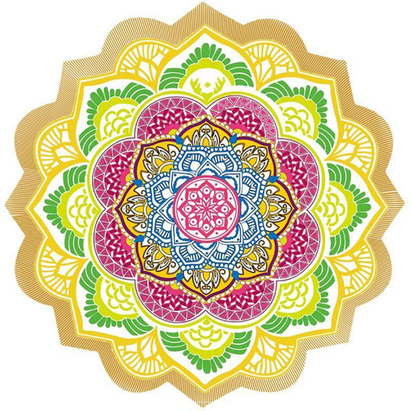 Polygon Printing Tassel Round Bath Towel Yoga Mat - NashPull