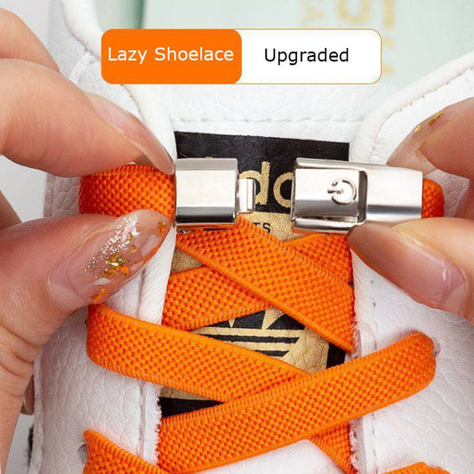 Press Lock Shoelaces Without Ties Elastic Laces Sneaker 8MM Widened Flat No Tie Shoe Laces Kids Shoelace For Shoes - NashPull