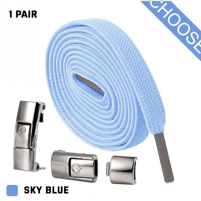 Press Lock Shoelaces Without Ties Elastic Laces Sneaker 8MM Widened Flat No Tie Shoe Laces Kids Shoelace For Shoes - NashPull