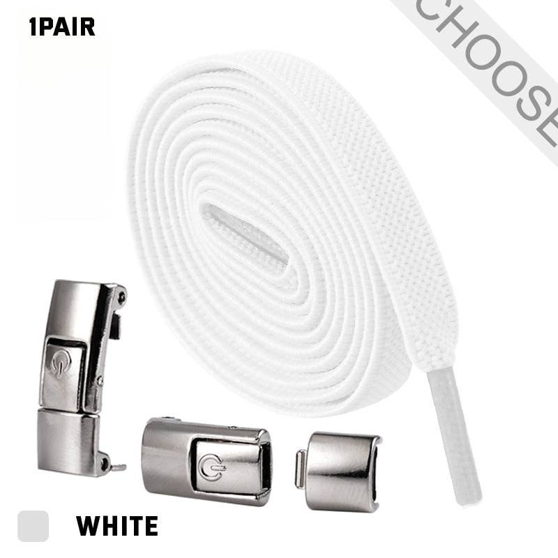 Press Lock Shoelaces Without Ties Elastic Laces Sneaker 8MM Widened Flat No Tie Shoe Laces Kids Shoelace For Shoes - NashPull