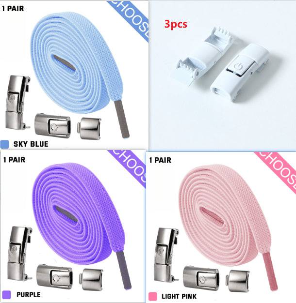 Press Lock Shoelaces Without Ties Elastic Laces Sneaker 8MM Widened Flat No Tie Shoe Laces Kids Shoelace For Shoes - NashPull
