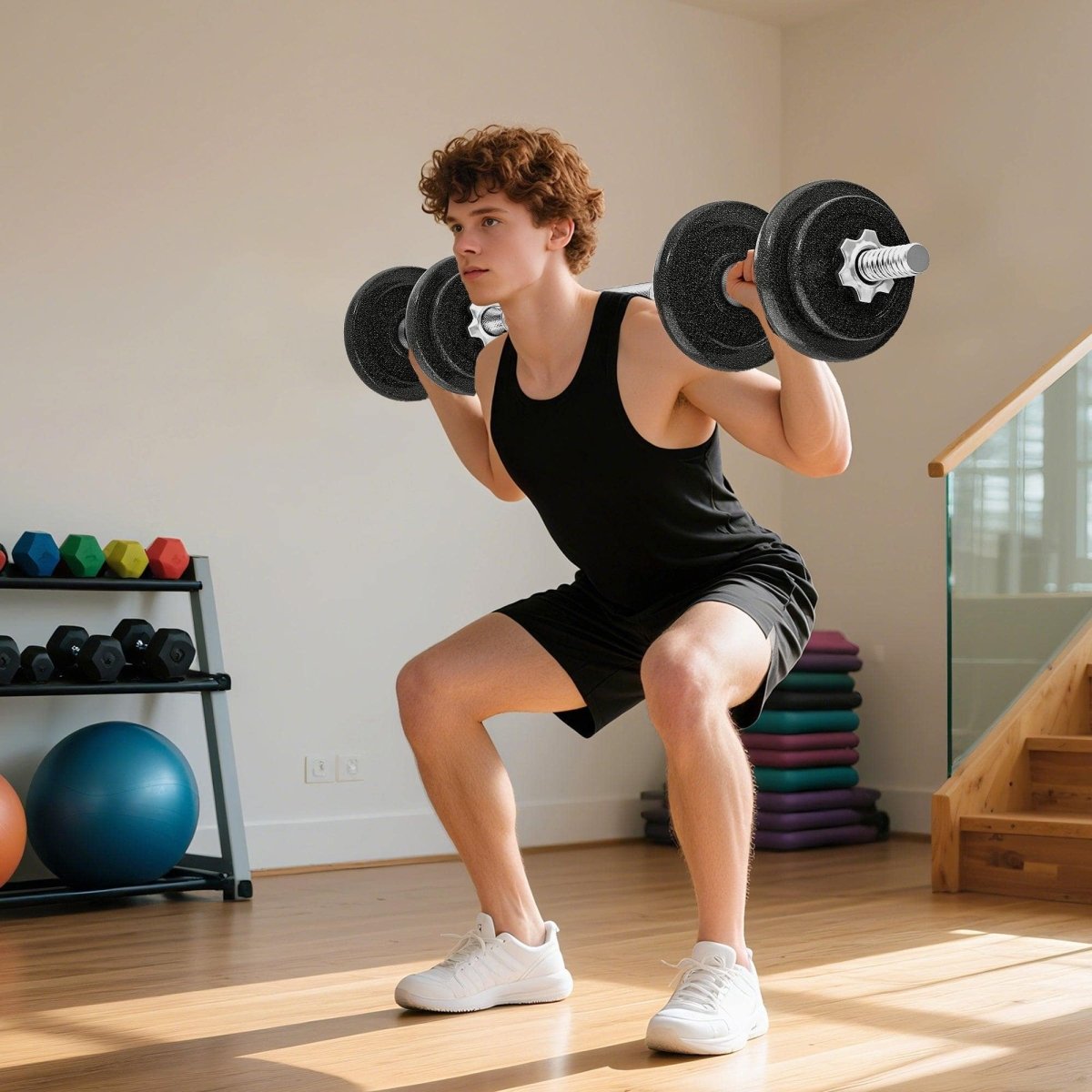SPORTNOW 2 - in - 1 Adjustable Dumbbells Set, 20kg Weights Dumbbells Set With Non - Slip Grip For Strength Training, Weight Lifting, Bodybuilding, Home Gym Workout Equipment For Men & Women - NashPull