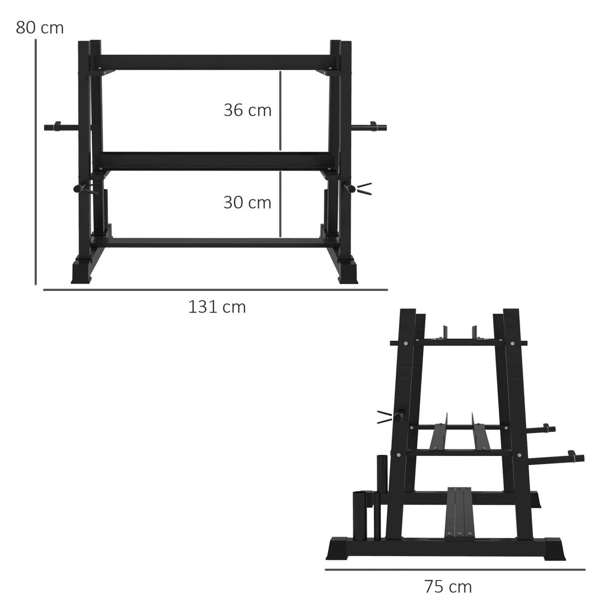 SPORTNOW 3 - Tier Dumbbell Rack, Versatile Weight Rack With 4 Weight Rods For Dumbbells, Kettlebells And Plates (Rack Only) - NashPull