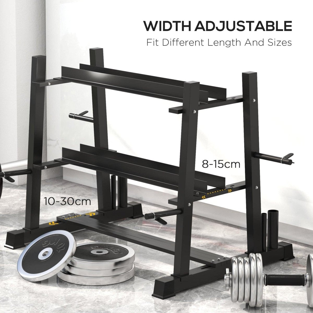SPORTNOW 3 - Tier Dumbbell Rack, Versatile Weight Rack With 4 Weight Rods For Dumbbells, Kettlebells And Plates (Rack Only) - NashPull