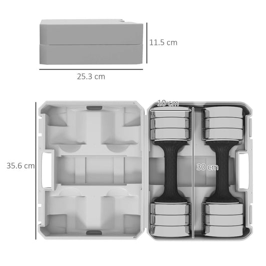 SPORTNOW Adjustable Dumbbells Weights Set With Storage Box, 10kg X 2 - NashPull