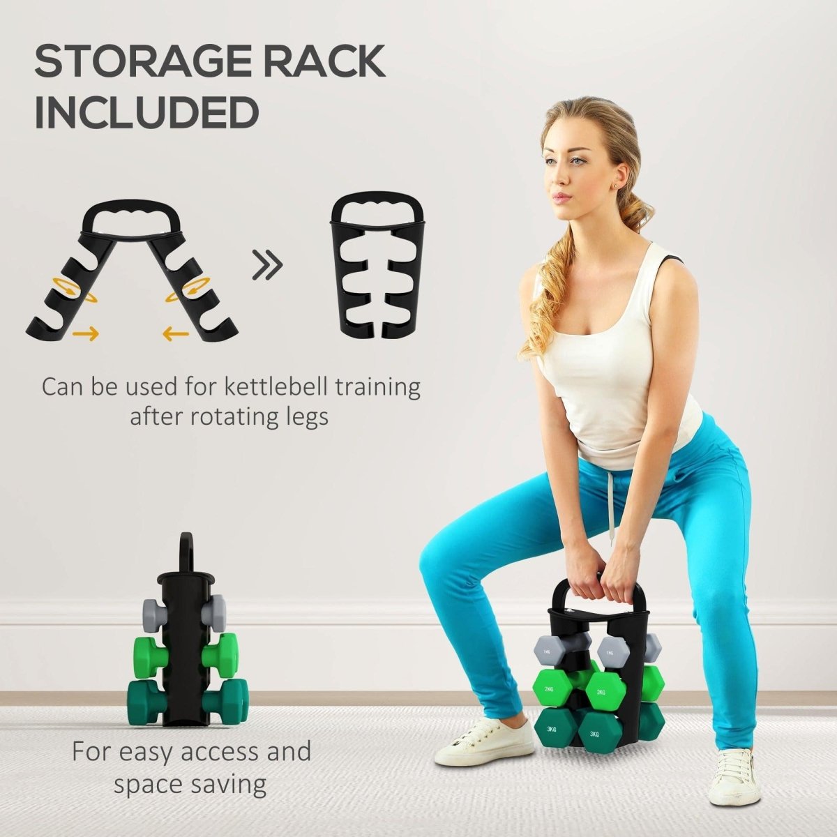 SPORTNOW Dumbbells Set With Storage Rack, 2 X 1kg, 2 X 2kg, 2 X 3kg, Grey - NashPull