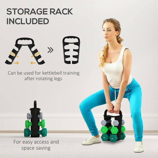 SPORTNOW Dumbbells Set With Storage Rack, 2 X 1kg, 2 X 2kg, 2 X 3kg, Grey - NashPull