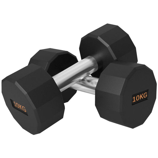 SPORTNOW Dumbbells Weights Set With 12 - Sided Shape And Non - Slip Grip For Men Women Home Gym Workout, 2 X 10kg - NashPull